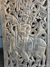 Antique Indian Hand-Carved Solid Wood Krishna Wall Panel Barn Door 72x36