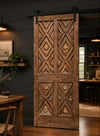Midcentury Spanish Hacienda Entry Door, Carved Diamond Sliding Barn Door 80x30