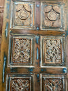 Vintage Carved Door Blue Wood Farmhouse Sliding Barndoor Pantry Door 80