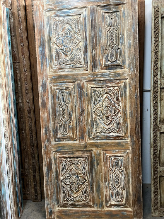Floral Carved Double Doors Boho Library Studio Barndoors 80x36