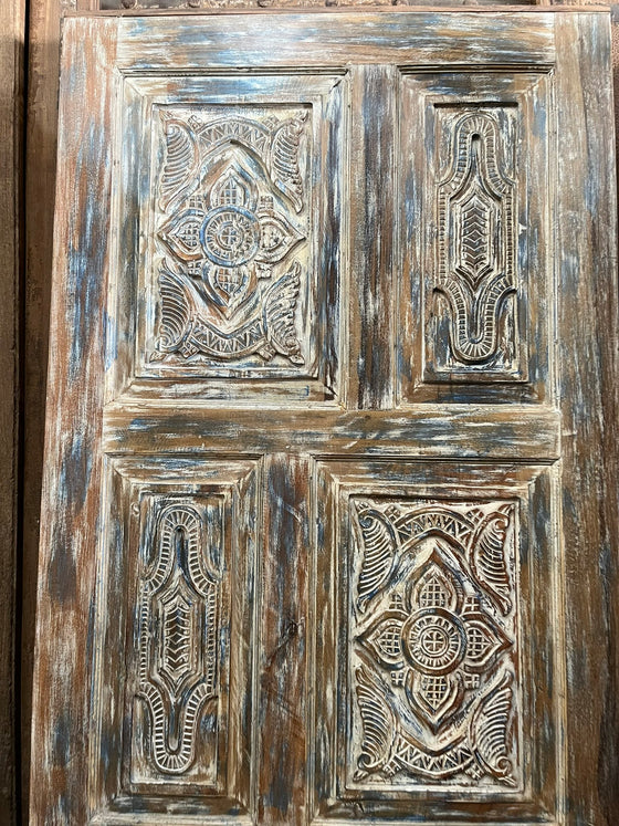 Floral Carved Double Doors Boho Library Studio Barndoors 80x36