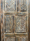 Vintage Lotus Indian Carved Door Reclaimed Wood Barn Door 80x36