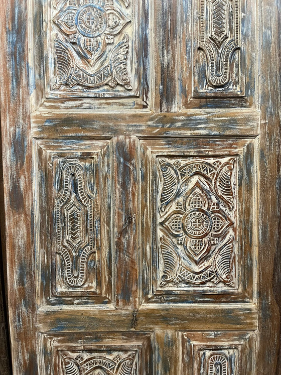 Floral Carved Double Doors Boho Library Studio Barndoors 80x36