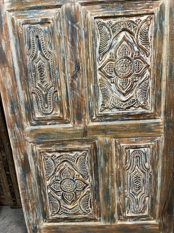 Floral Carved Double Doors Boho Library Studio Barndoors 80x36