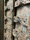 Antique Hand Carved Door Blue Rustic Farmhouse Teak Barn Door 84