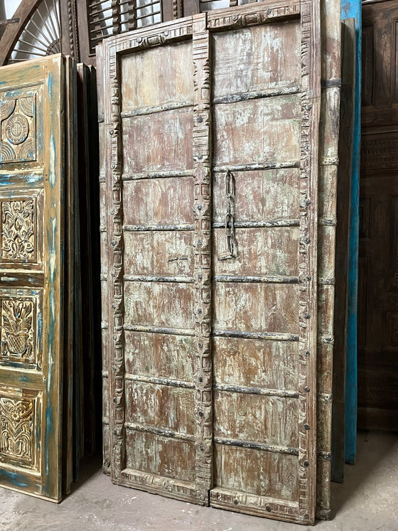 Antique Carved Door Teak Wood Rustic Farmhouse Garden Door 84