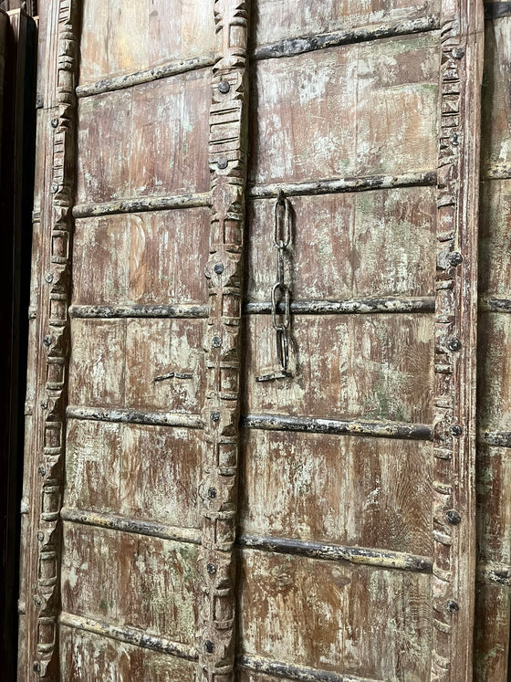 Antique Carved Door Teak Wood Rustic Farmhouse Garden Door 84
