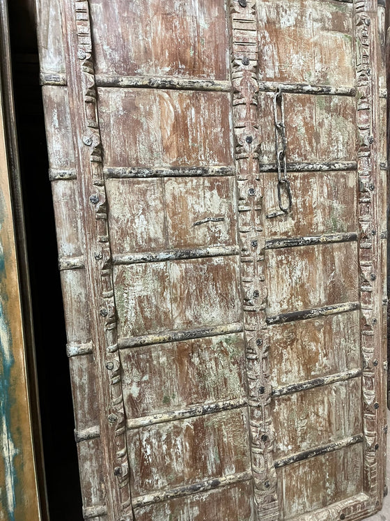 Antique Carved Door Teak Wood Rustic Farmhouse Garden Door 84