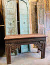 Ornate Carved Console Table with Brass Studs – Vintage Entryway | Mogul Interior 48