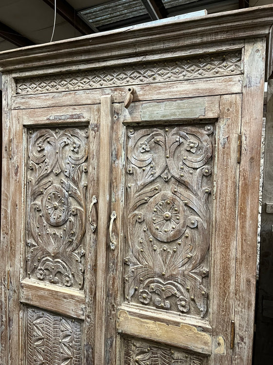 Antique Whitewashed Wardrobe Armoire Mediterranean Cabinet 72