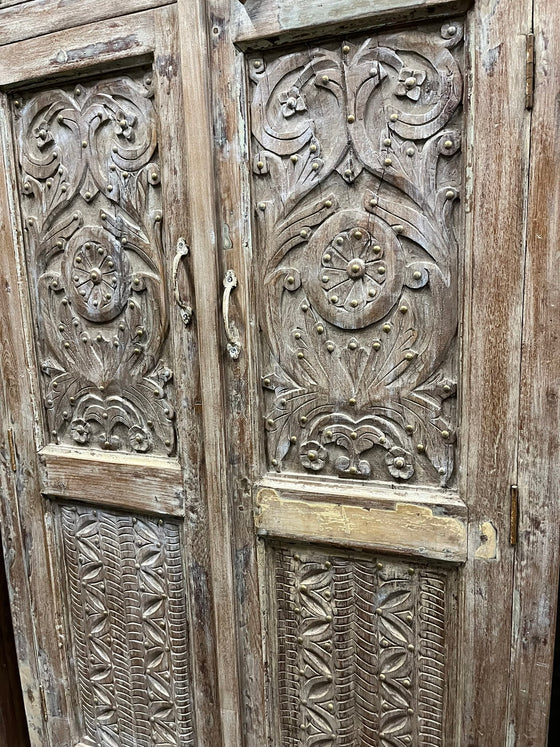 Antique Whitewashed Wardrobe Armoire Mediterranean Cabinet 72