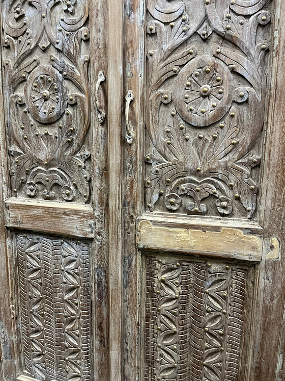Antique Whitewashed Wardrobe Armoire Mediterranean Cabinet 72