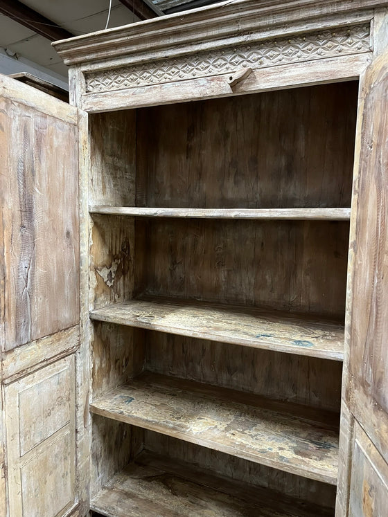 Antique Whitewashed Wardrobe Armoire Mediterranean Cabinet 72