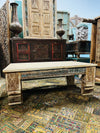 Vintage Reclaimed Wood Coffee Table with Carved Legs 46