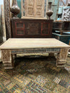 Vintage Reclaimed Wood Coffee Table with Carved Legs 46