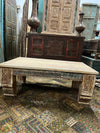 Vintage Reclaimed Wood Coffee Table with Carved Legs 46