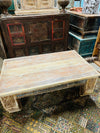 Vintage Reclaimed Wood Coffee Table with Carved Legs 46