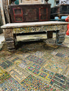 Vintage Ornate Carved Coffee Table with Colorful Detail