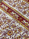 White & Red Floral Cotton Bedding –  Printed Boho Bed Throw