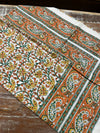 Cotton Printed Bedspread Orange & Yellow Leaf Floral – Indian Bed Cover Throw