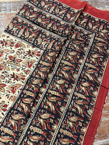  Black & Red Floral Handloom Cotton Bedding – Traditional Indian Bedspread