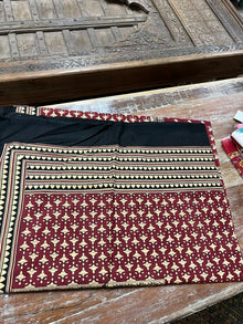  Dark Maroon & Black Floral Bedspread – Handloom Cotton Ethnic Indian Bedding
