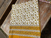 Yellow & White Handloom Cotton Bedspread – Ethnic Indian Floral Leaf Pattern Bedding 