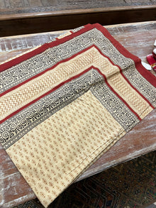  Beige & Red Handloom Cotton Bedspread – Ethnic Indian Floral Design Bedding