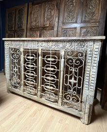  Antique Console Table Rustic Wrought Iron Carved Entryway Table 64