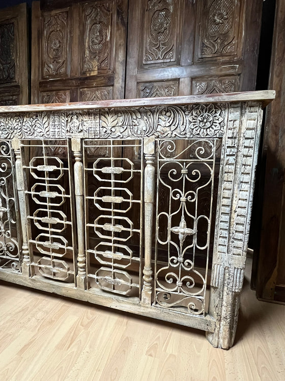 Antique Console Table Rustic Wrought Iron Carved Entryway Table 64
