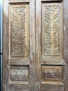 Antique Floral Carved Pantry Door Rustic Farmhouse Hinged or Sliding Double Doors