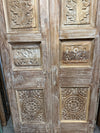 Antique Floral Carved Pantry Door Rustic Farmhouse Hinged or Sliding Double Doors