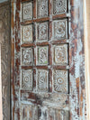 Rustic Farmhouse Barn Door Vintage Carved Blue Accent Hinged Door 