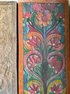 Vintage Indian Carved Wood Panel Tree of Life Elephant Peacock Lotus Barn Door 84x36