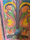 Hand-Painted Carved Wood Panel Lotus Tree of Life Barn Door Wall Art 84x36