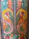 Midcentury Carved Door Panel Lotus Tree of Life with Birds & Elephants 84x36