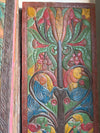 Bohemian Carved Wood Panel Tree of Life with Peacocks Vibrant Folk Art 84x36