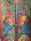 Bohemian Carved Wood Panel Tree of Life with Peacocks Vibrant Folk Art 84x36