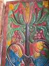 Bohemian Carved Wood Panel Tree of Life with Peacocks Vibrant Folk Art 84x36