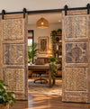 Floral Carved Wooden Doors Midcentury Modern Sliding Barn Doors 96x36