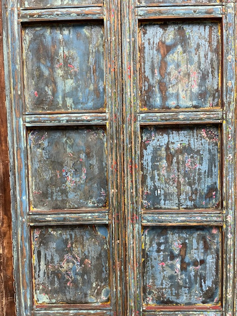 Antique Arched Door Panels Blue Cottage Farmhouse Doors 96x44
