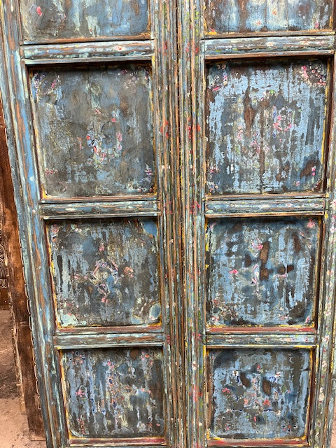 Antique Arched Door Panels Blue Cottage Farmhouse Doors 96x44