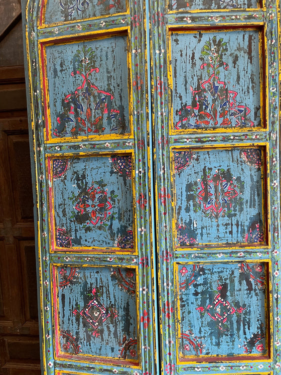 Indo Portuguese Style Doors, Pointed Arch, Artistic Blue Doors, Castle Doors, Barn Doors, 96