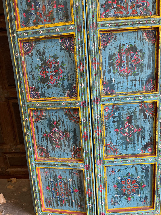 Indo Portuguese Style Doors, Pointed Arch, Artistic Blue Doors, Castle Doors, Barn Doors, 96