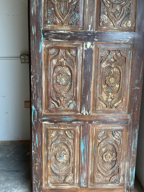 Vintage Pantry Door Hand Carved Wooden Door Rustic Barndoor 84x36