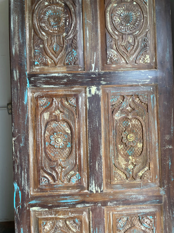 Vintage Pantry Door Hand Carved Wooden Door Rustic Barndoor 84x36