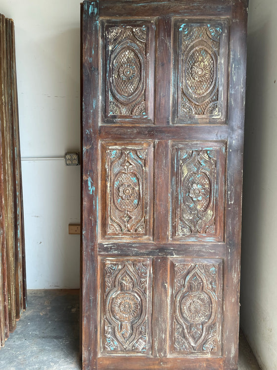 Vintage Pantry Door Hand Carved Wooden Door Rustic Barndoor 84x36