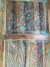 Rustic Carved Doors, Blue Hues BarnDoor Panel, Indian Doors, Sliding Door 84