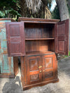 Antique Indian Armoire Brown Hand Carved Storage Cabinet 66