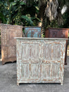 Midcentury Fluted Sandwashed Teak Cabinet Carved Sideboard 52x49